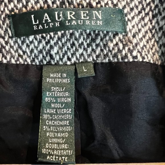 Ralph Lauren Checkered Wool Mini Coat Moto Zip - Picture 6 of 6